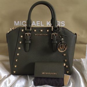 NWT Michael Kors Olive Ciara Bag & Wallet Set